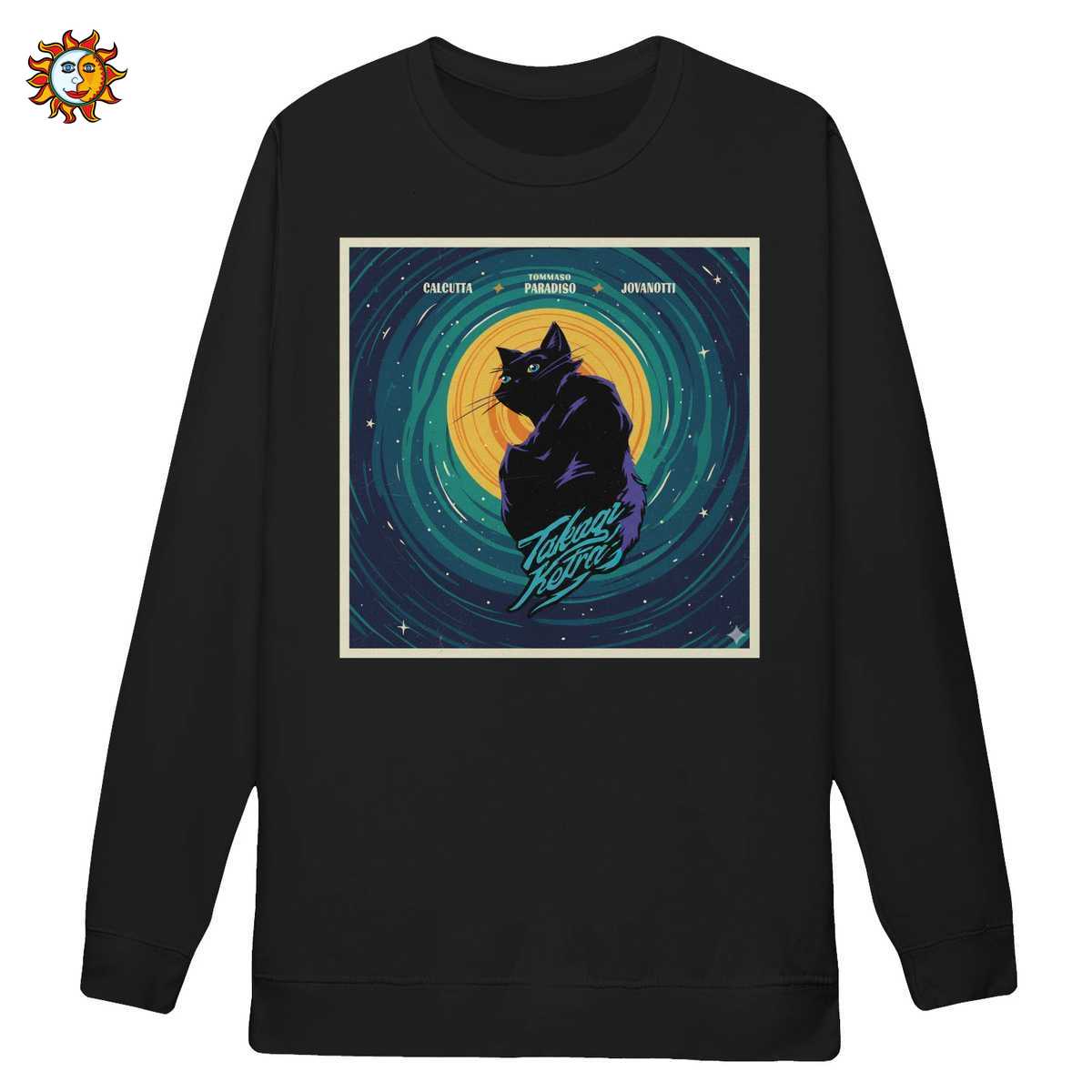 Maglietta La Luna e la Gatta di Jovanotti - T-shirt Stile Fumetto Retrò 3 Felpa Jovanotti La Luna e la Gatta | Design Fumetto Retrò con Gatto Cosmico